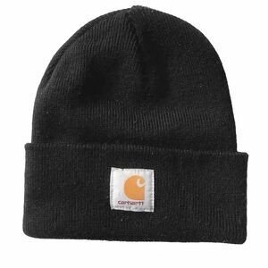 CARHARTT Knit Hat Logo Patch Cuff Cap Lid BLACK Watch A-18 BLK Adult OS Unisex